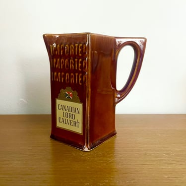 Vintage Canadian Lord Calvert Whisky Water Pitcher, Blended Canadian Whiskey, Calvert Distillers Co. NYC 