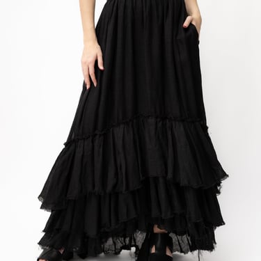 Black Linen Gauze Swan Skirt