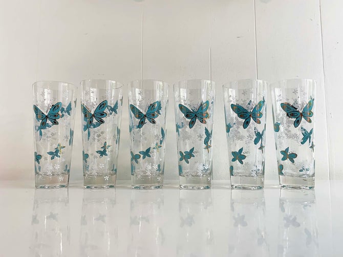 MCM outlets Blue Heaven Old Fashion Drinking Glass - Set of 6