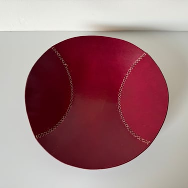 1980's Vintage Baseball Ball  - Shape Red Leather Bowl / Dish 