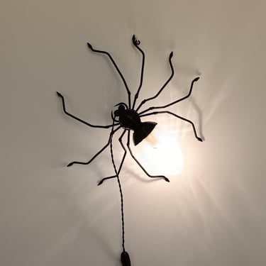 Mid century Wall Spider Lamp / Copper / Art Glass / 60s 