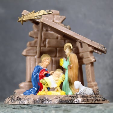 Vintage Nativity Diorama Decoration | 1970s Made in Hong Kong | With Original Box | Bixley Shop 