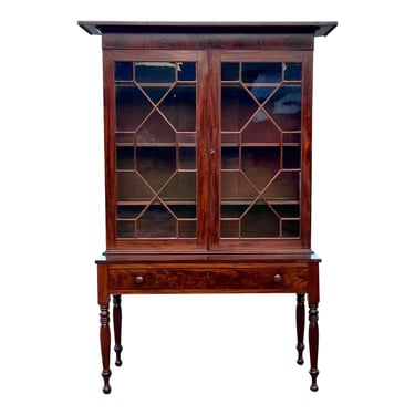 Antique Sheraton Mahogany Display Cabinet Bookcase 