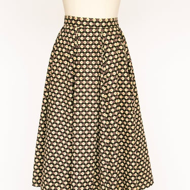 1950s Full Skirt Cotton Printed M 