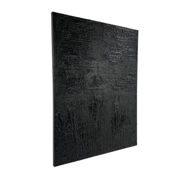 #1410 &quot;Onyx Lines&quot; Textured Black Painting
