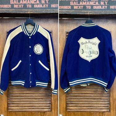 Vintage 1950’s “Road Knight” Car Club Hot Rod Wool Rockabilly Varsity Jacket, Original, Size M, 50’s Vintage Clothing 