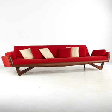 Adrian Pearsall for Craft Associates Mid Century Gondola Sofa with Accent Pillows - mcm 