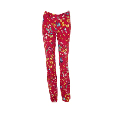 Dolce &amp; Gabbana Pink Butterfly Corduroy Pants