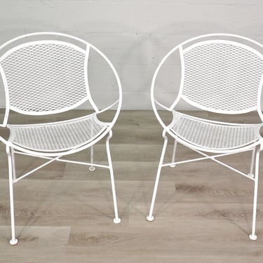 White Outdoor Radar Hoop Chairs by Maurizio Tempestini for Salterini, 1950s 
