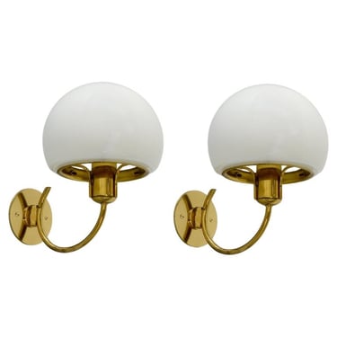 Pair of German Brass and Glass Sconces