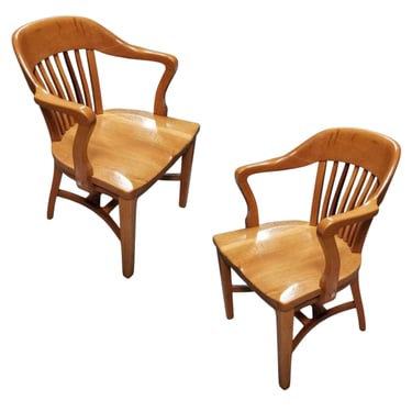 Set of Two Bankers "980 " Oak Table Office Chairs by Jasper 
