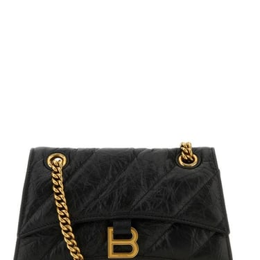 Balenciaga Woman Black Leather Crush S Shoulder Bag