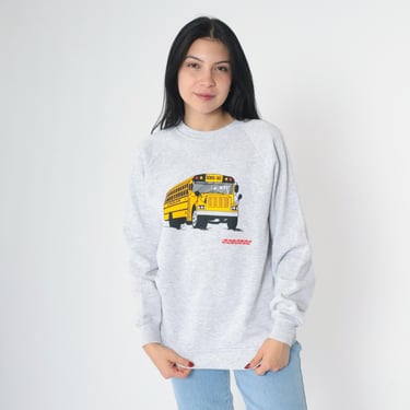 90s Laidlaw School Bus Sweatshirt Vintage Grey Jerzees Bus Graphic Crewneck Slouchy Retro Pullover 1990s Retro Medium M 