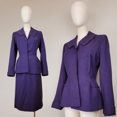 1940s Women's Suit / Purple Suit / 1940s Suit by Milgrim / Vintage Office Wear / Women's Suit / Size Small 