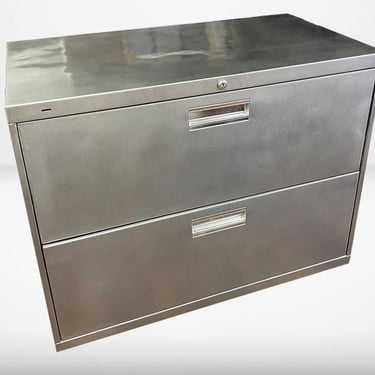 Sale! Steel Filing Cabinet / 2-Drawer / lateral /Refinished / Brushed Steel / storage / Office Storage / Cabinet Industrial / Modern Urban 