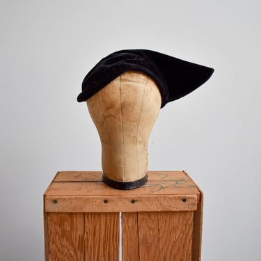Vintage Black Avant Garde Calot Hat 