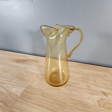 Amber Glass Pitcher Vase 