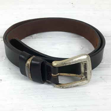 Perry Ellis brown leather belt - size large - vintage accessory 