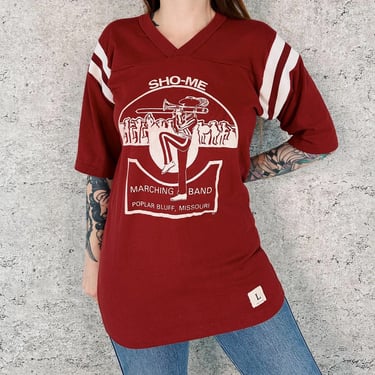 70's Vintage Jersey-Style Marching Band Tee Shirt T-Shirt 