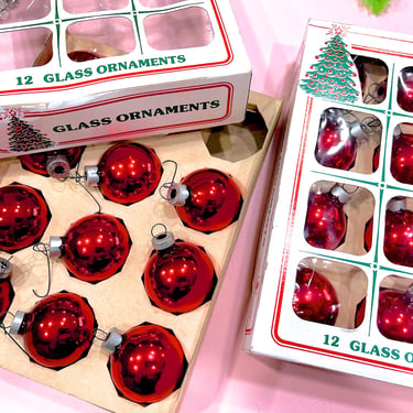 VINTAGE: 22pcs - Essex Franke Company Red Glass Ornaments - Mercury Glass - Christmas Decor - Holiday - Xmas - Tree Decorations 