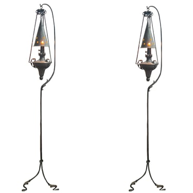 Pair of Wrought Iron Floor Lamps Attributed to Samuel Yellin