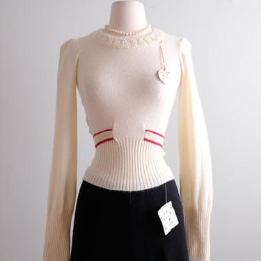 Vintage 1970's NOS Sonia Rykiel Ivory Knit Top / XS