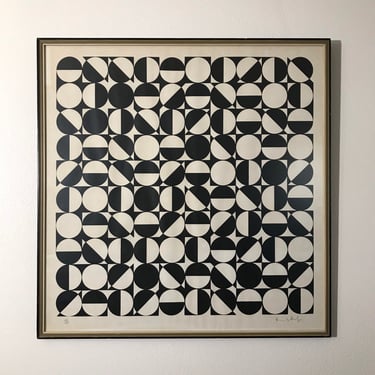 Geometric Op Art Lithograph Signed Manner Paul Talman Mid Century Modern 
