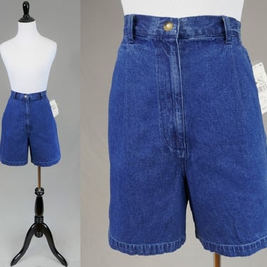 80s 90s Pleated Jean Shorts - 28