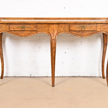 Baker Furniture French Provincial Louis XV Oak and Burl Wood Console Table or Server, Circa 1960s