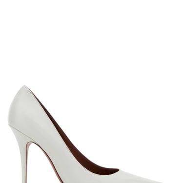 Amina Muaddi Women White Nappa Leather Barbara Pumps