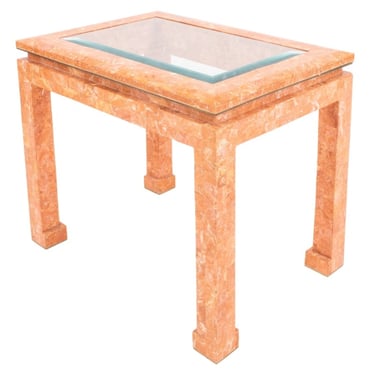 Karl Springer Style Tessellated Pink Marble Table
