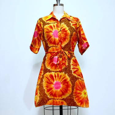 Tie Dye 1970s Nylon Dress