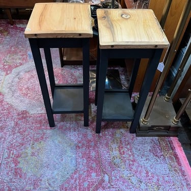 Reclaimed wood side tables. 12” x 11” x 27” 