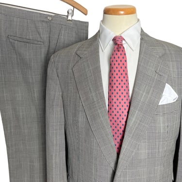 Vintage HART SCHAFFNER MARX Worsted Wool 2pc Suit ~ size 42 ~ Glen Plaid ~ jacket / pants ~ Preppy / Ivy Style / Trad ~ Lightweight 