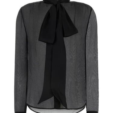 Saint Laurent Women Black Silk Blouse