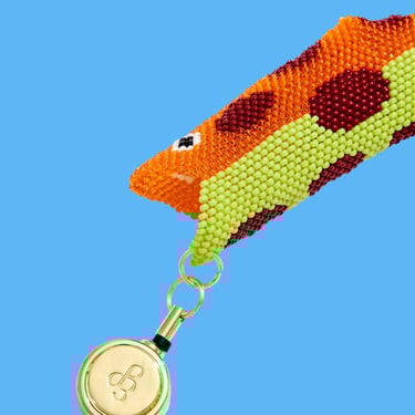 Orange Beaded Fish Lighter Holder Bag Charm
