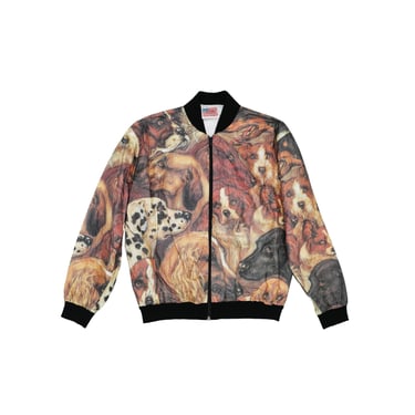 Dead Stock Show Dog Windbreaker Size Small Sporty Windbreaker Jacket Animal Print Long Sleeve Bomber Style Jacket Vintage 90s Jacket 