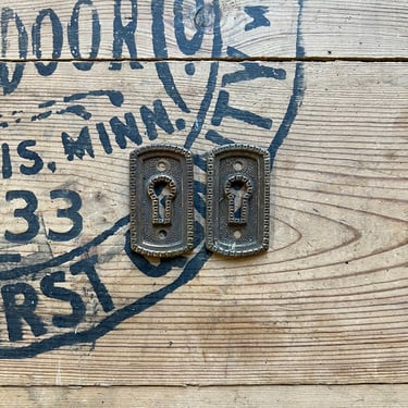 Pair of Brass Door Keyhole Plate 