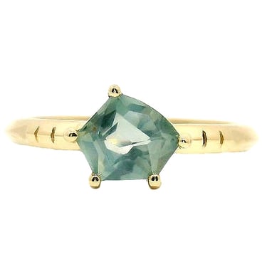 The Jabal : Geometric Montana Sapphire Solitaire Ring