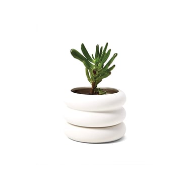 Mini Short Stacking Planter, White