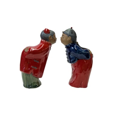 Pair Chinese Oriental Ceramic Traditional Happy Cute Couple Figures ws3077E 