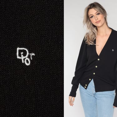 トップス 90s Christian Dior wool knit cardigan 90s Christian DIOR Cardigan Black Slouchy Dior Sweater | Shop