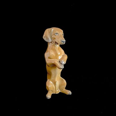 Vintage ROSENTHAL SELB Porcelain Germany Handgemalt DACHSHUND Dog Begging on 2 Hind Legs Figurine Sculpture 