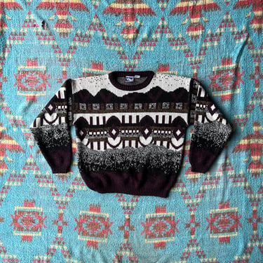 Vintage 80s Todays News Acrylic Crewneck Sweater 