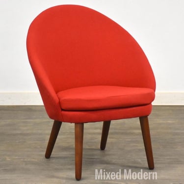 Danish Modern Red Lounge Chair by Ejvind Johansson 