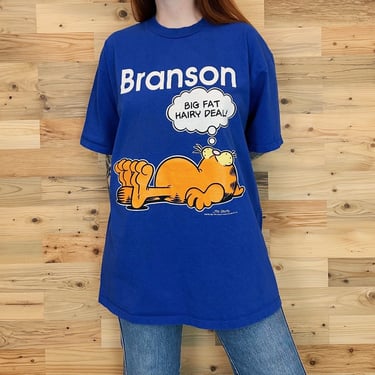 90's Garfield Vintage Big Fat Hairy Deal Branson Tee Shirt T-Shirt 