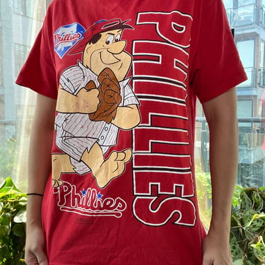 90s Vintage Phillies Baseball Flintstones Graphic Tee