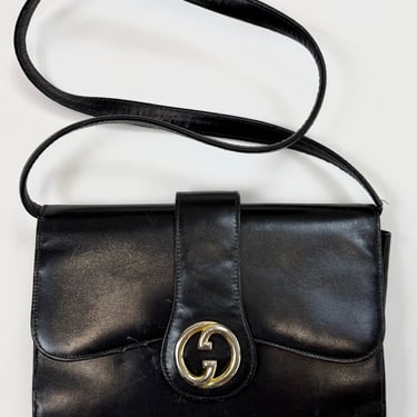 Black Gucci Leather Interlocking G Bag