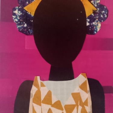 Yellow Bows Original African American art Girl 