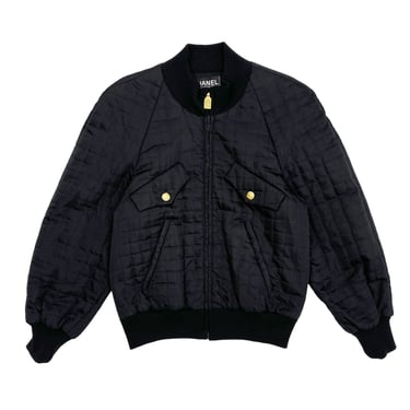 Chanel Black Silk Bomber Jacket